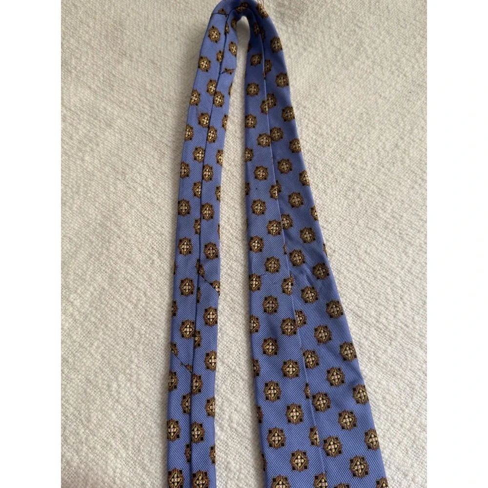 Robert‎ Talbott Blue Yellow Geometric Medallion Neck Tie Business Formal 59.5